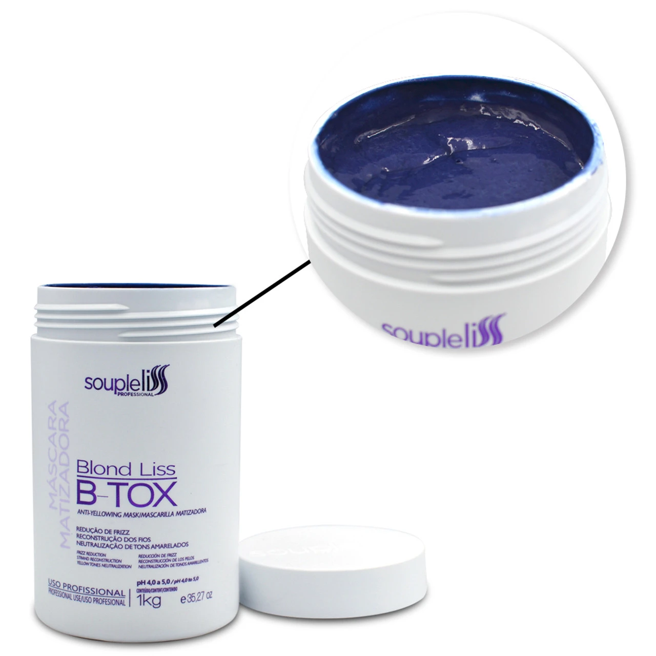 Soupleliss B-Tox Blond Liss Tinting Mask Neutraliza Tons Amarelos 1kg/35.27 Oz - Image 5