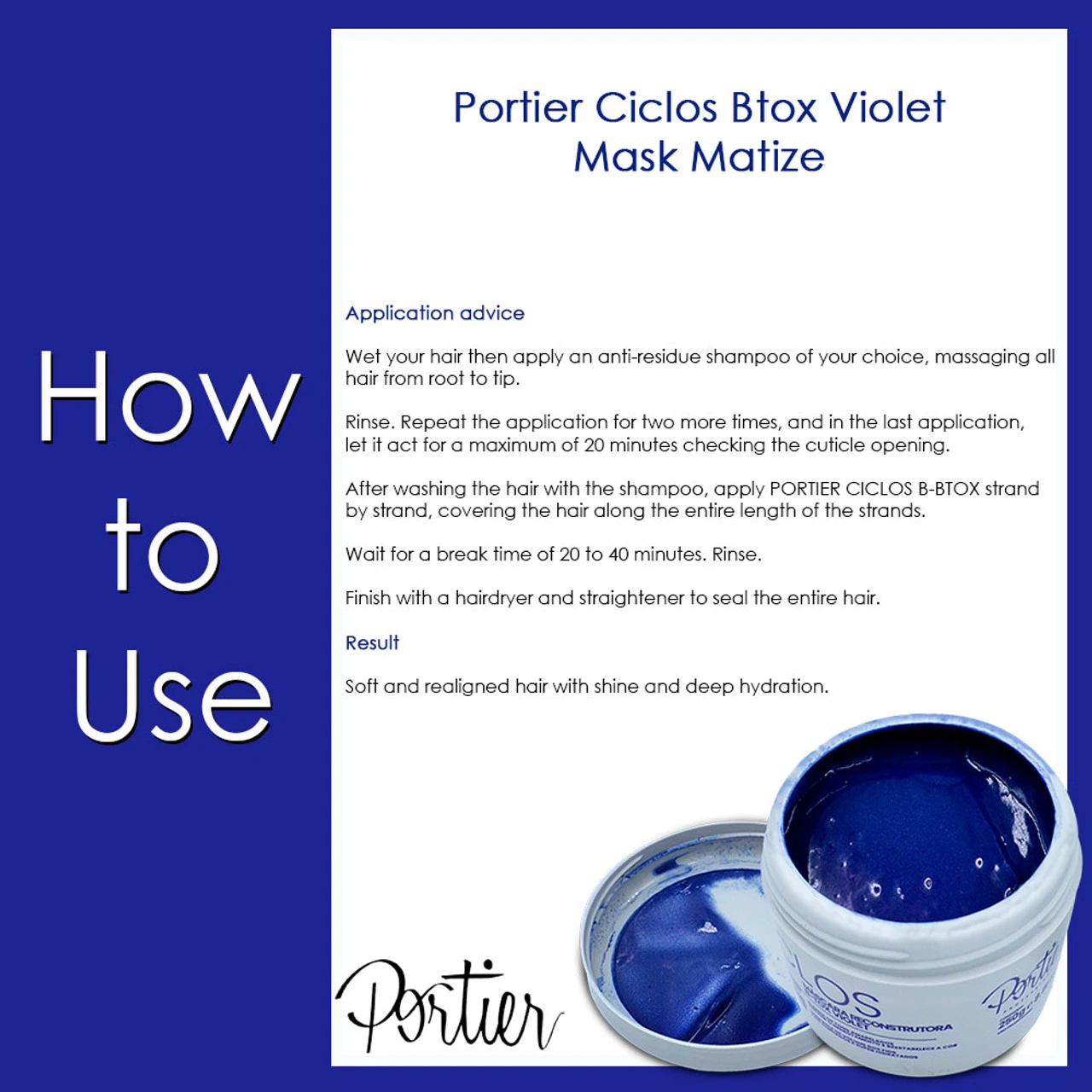 Portier Máscara Matizadora Matize Mask For Blond Hair Violet Neutralizes The Yellow Effects 250g/8.8 Oz - Image 5