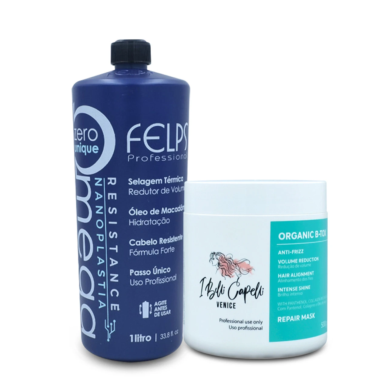 Kit I Belli Capelli Venice Organic Treatment B-Tox Repair Mask + Felps Professional Omega Zero Heat Seal