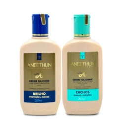 Kit Aneethun Silicone Shine Cream + Curls Silicone Cream Moisturizes And Defines 2x250ml/2x8.45 Fl.oz