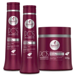 Kit Haskell Shampoo Condtioner Mask Post Progressive Smooth Effect Home Care 3x500ml/3x16.9fl.oz