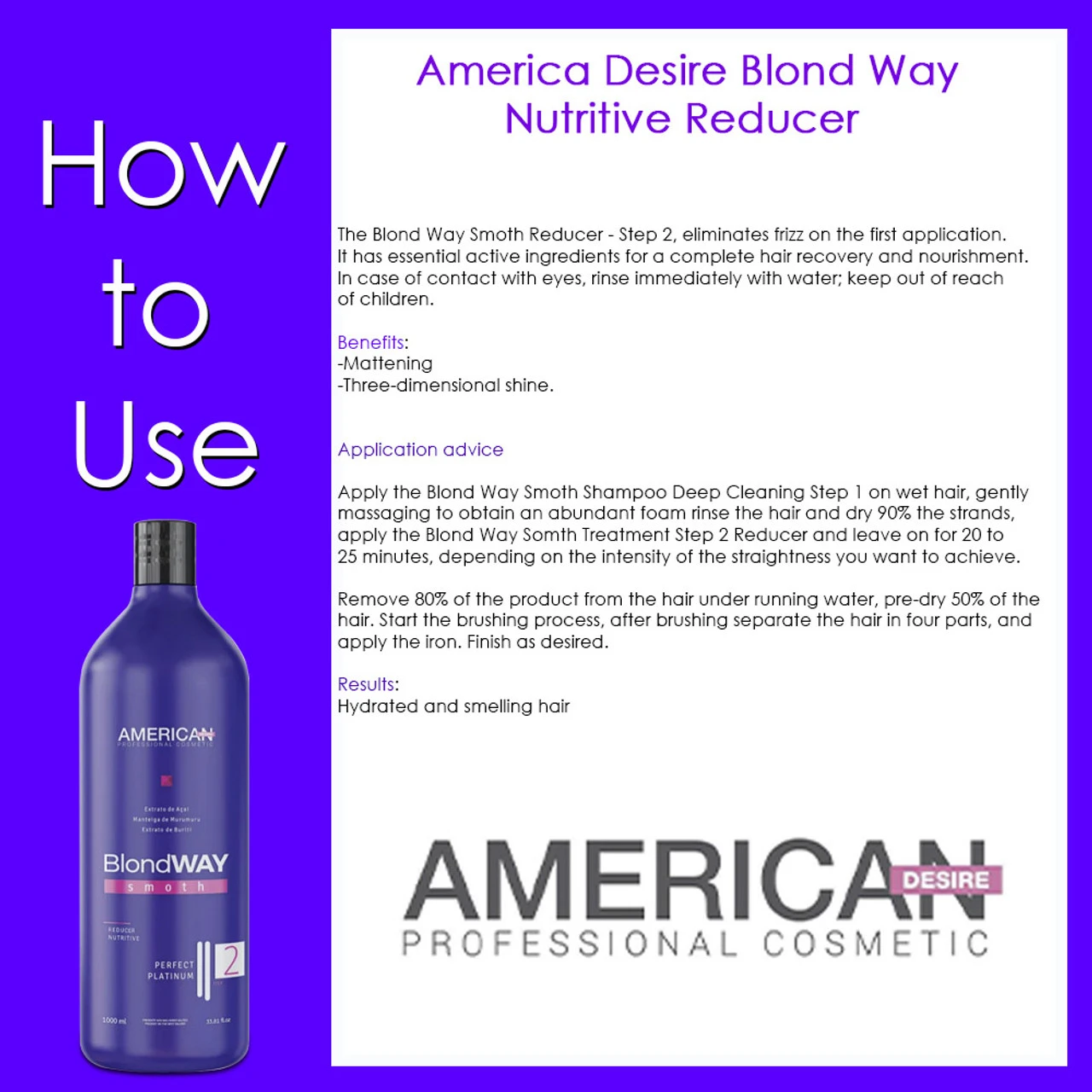 American Desire Blond Way Nutritive Reducer 1000ml/33.81 Fl.oz - Image 3