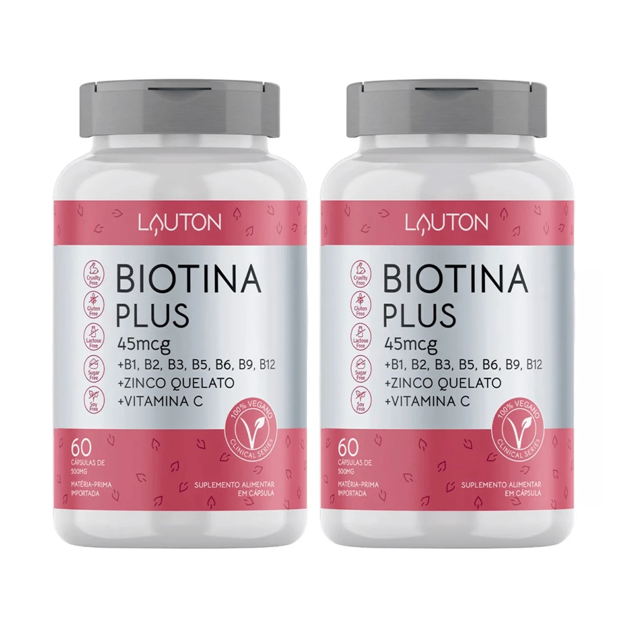 Kit 2 Units Lauton Nutrition Biotin Plus Concentrate 45mcg Zinc Chelate And Vitamin C (60 Capsules Each)