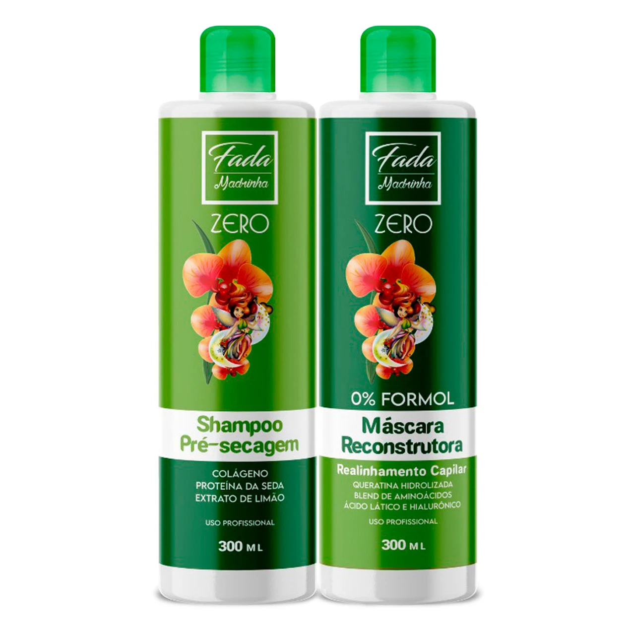 Kit Fada Madrinha Smoothing System Zero Formaldehyde Paiolla Hair Realignment 2x300ml/2x10.14 Fl. Oz