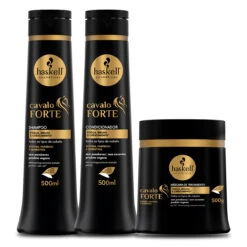 Kit Haskell Shampoo Conditioner Mask Strong Horse Cavalo Forte Healthy Growth 3x500ml/3x16.9fl.oz