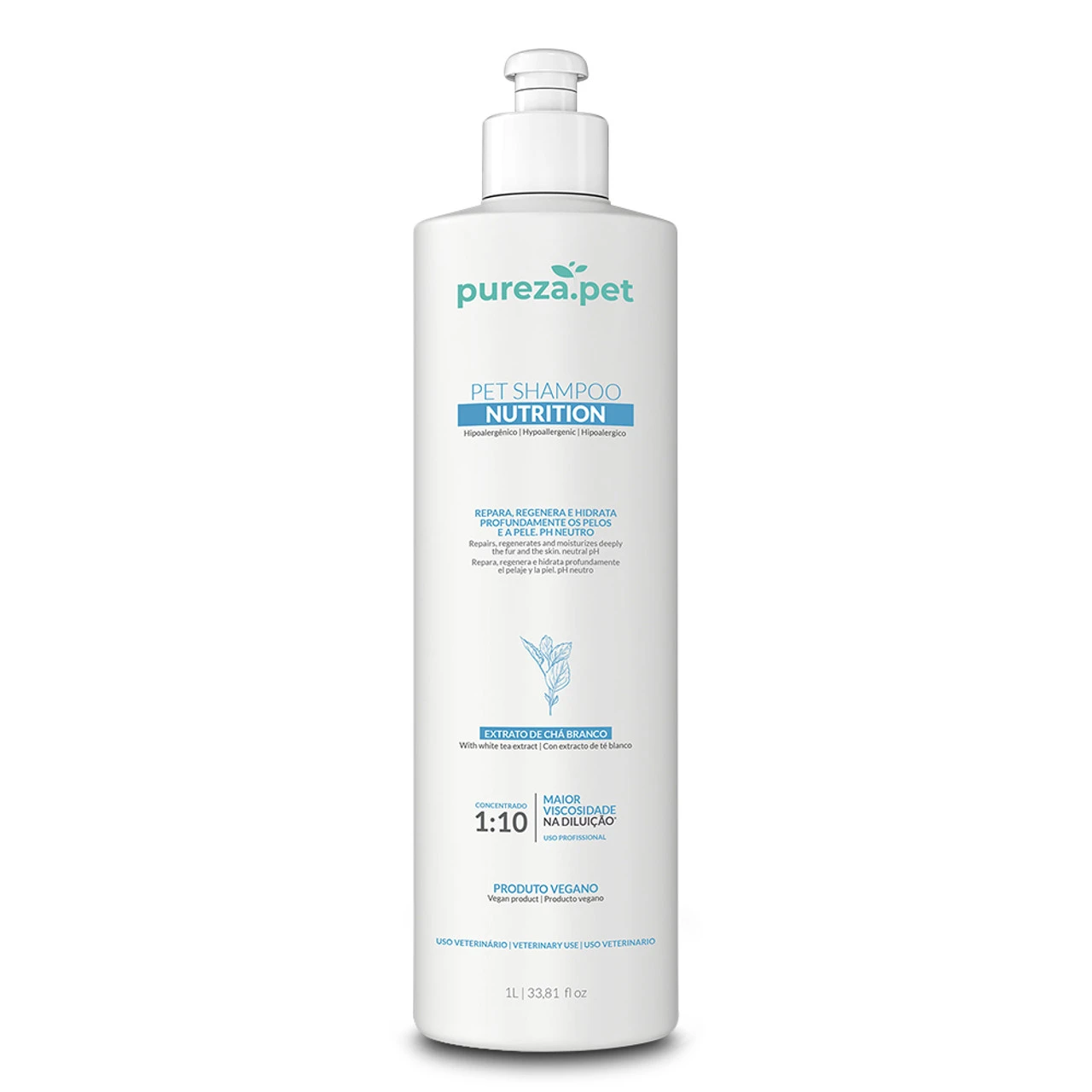 Pureza Pet Shampoo Nutrition Professional Moisturized And Clean Hair Increased Shine And Smoothness 1L/33.81 Fl.oz