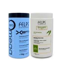 Kit Felps XBTX Omega Zero Mass Replenisher And Okra Reducing Mask 2x1kg/2x35.2 Oz