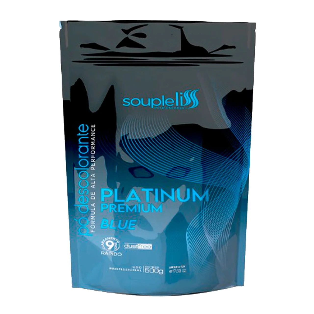 Soupleliss P贸 Descolorante Bleaching Powder Blue Platinum DustFree 9 Tones 500g/17.63 Oz