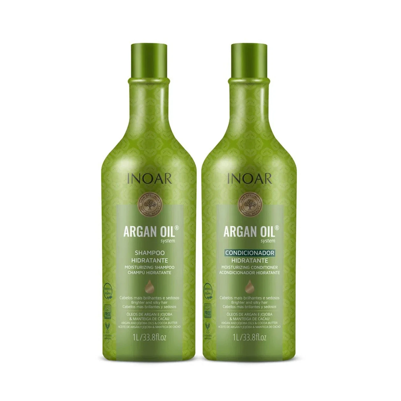 Kit Inoar System Argan Oil Salon Duo Shampoo Hidratante + Condicionador 2x1L/2x33.8 Fl.oz