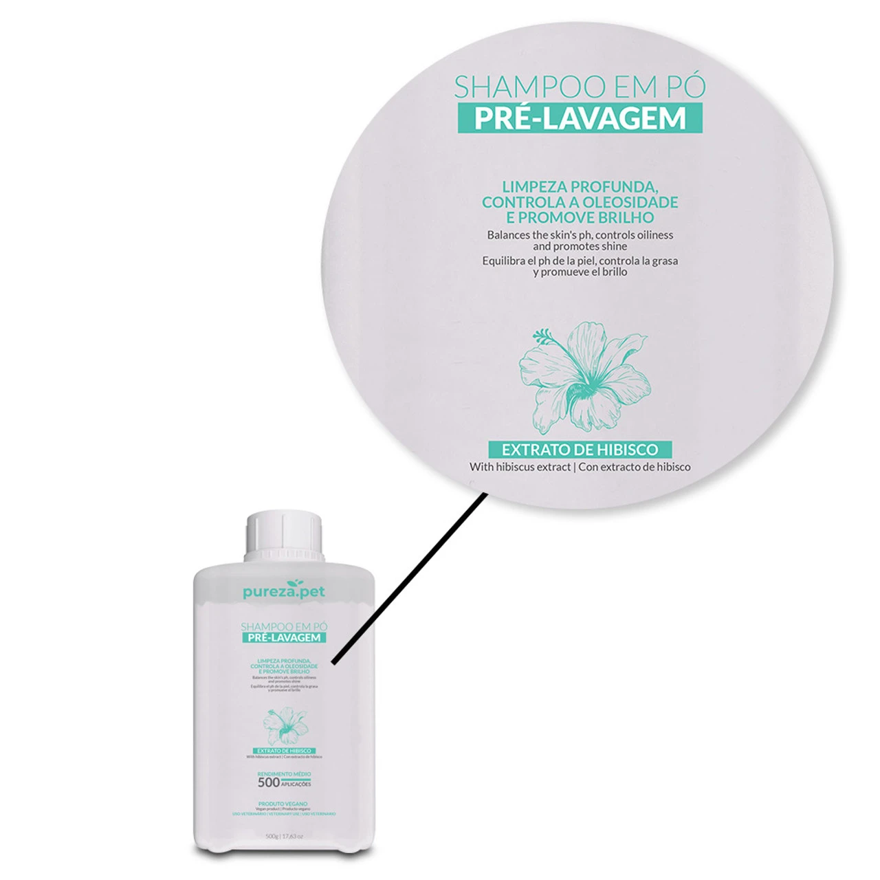 Pureza Pet Pre-shampoo Powdered Pre-shampoo Deep Cleanse Controls Oiliness 500g/17.63 Oz - Image 3