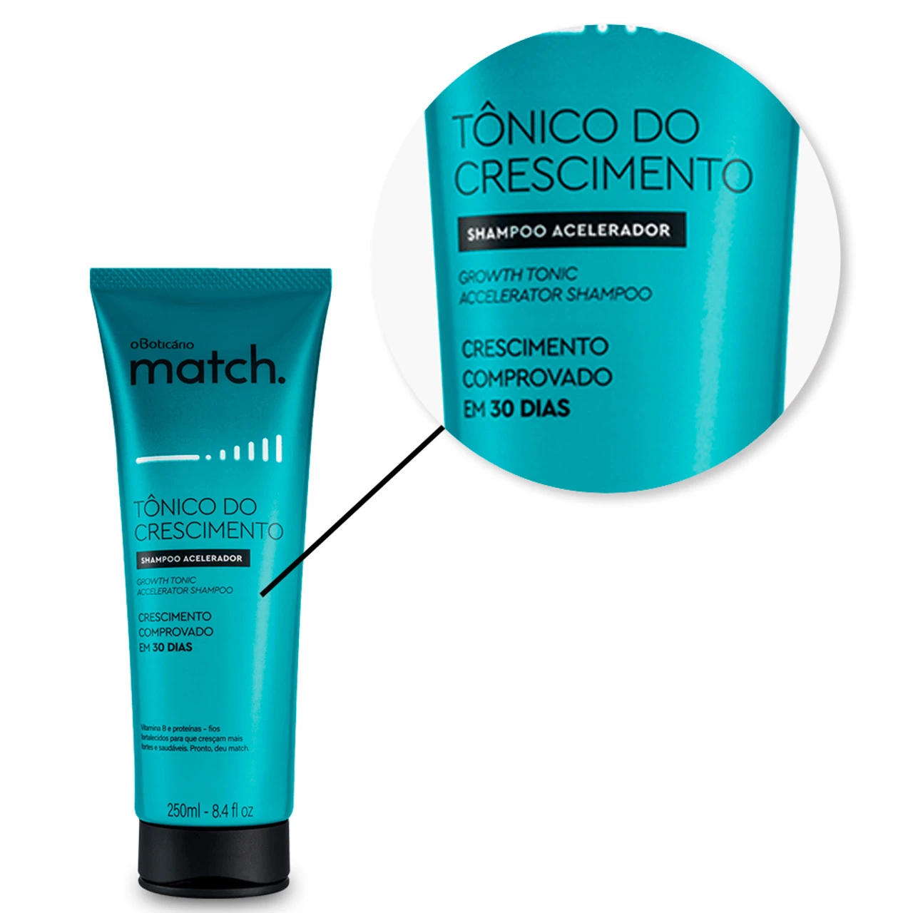 O Boticário Match Shampoo Growth Accelerator Tonic Tônico Crescimento 250ml/8.4 Fl.oz - Image 2
