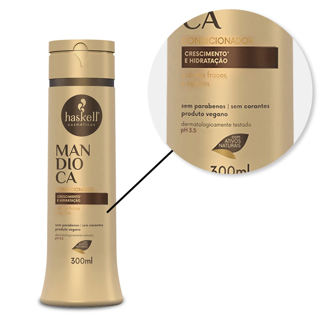 Kit Haskell Shampoo Conditioner Mask Mandioca Home Care Daily Treatment Cassava Hair Care - Image 6