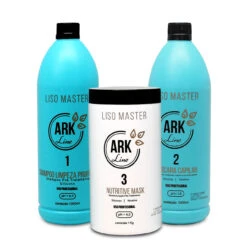 Kit Ark Line Smooth Progressive Master Shampoo Cleanser And Hair Mask 2x1L/2x35.2 Fl.oz And Mask 1kg/35.2 Fl.oz
