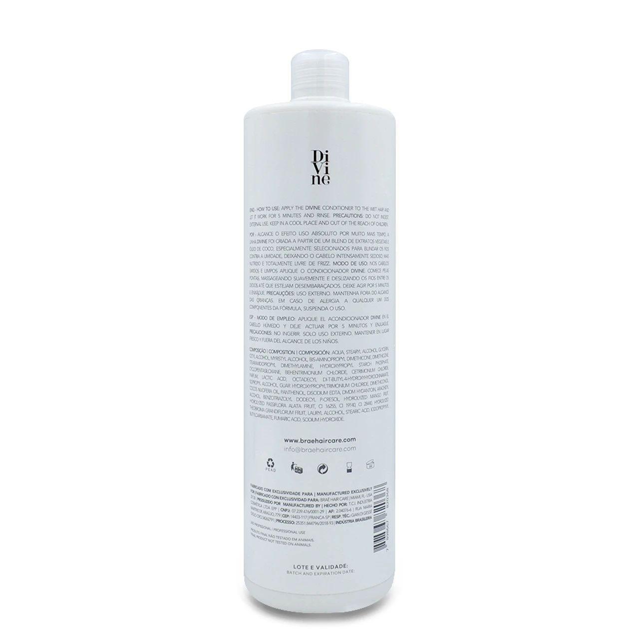 BraƩ Divine Absolutely Smooth Anti-Frizz Daily Care Shine And Smoothness Conditioner 1L/33.8 Fl.oz - Image 2