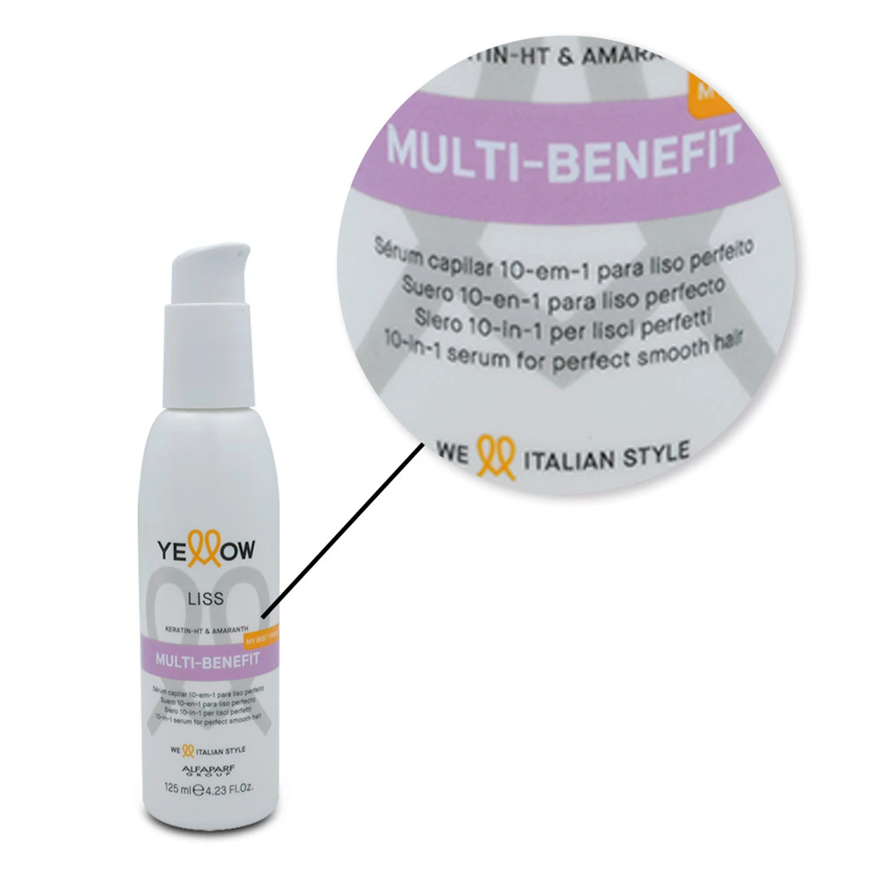 Alfaparf Yellow Liss Leave-in Finisher Serum Multi Benefits 10in1 125ml/4.23 Fl.oz - Image 6