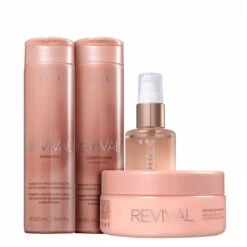 Kit Braé Revival Shampoo Conditioner Mask Oil Gorgeous Shine Complete Treatment Home Care 4 Units