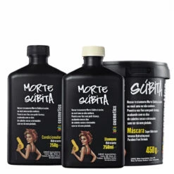 Kit Lola Cosmetics Shampoo Conditioner Mask Morte Súbita Intense Hydrating Hair Care 3 Units