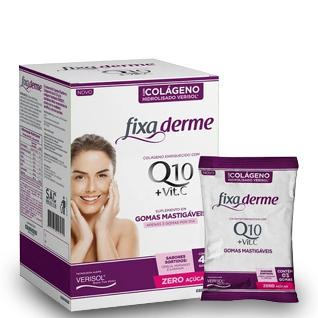 Fixa Derme Chewing Gum Q10 + Vitamin C With 15 Sachets 160g/5,64 Oz