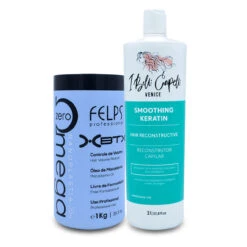 I Belli Capelli Venice Smoothing Keratin Hair + Felps XBTX Omega Zero Mass Replenisher 2x1L/2x33.8 Fl.oz
