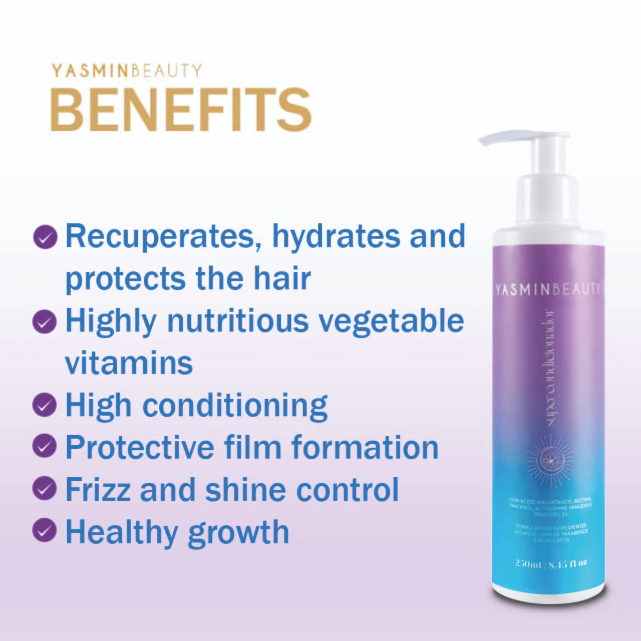 Yasmin Beauty Super Conditioner With Biotin - 250ml/8.45 Fl Oz - Image 4