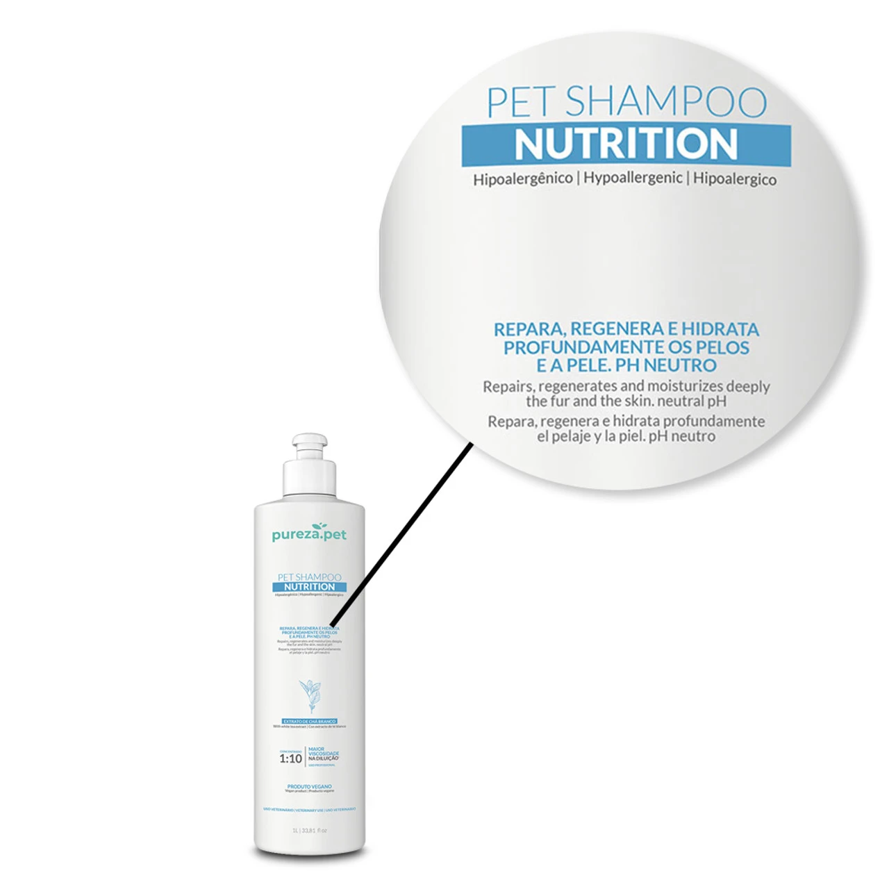 Pureza Pet Shampoo Nutrition Professional Moisturized And Clean Hair Increased Shine And Smoothness 1L/33.81 Fl.oz - Image 3
