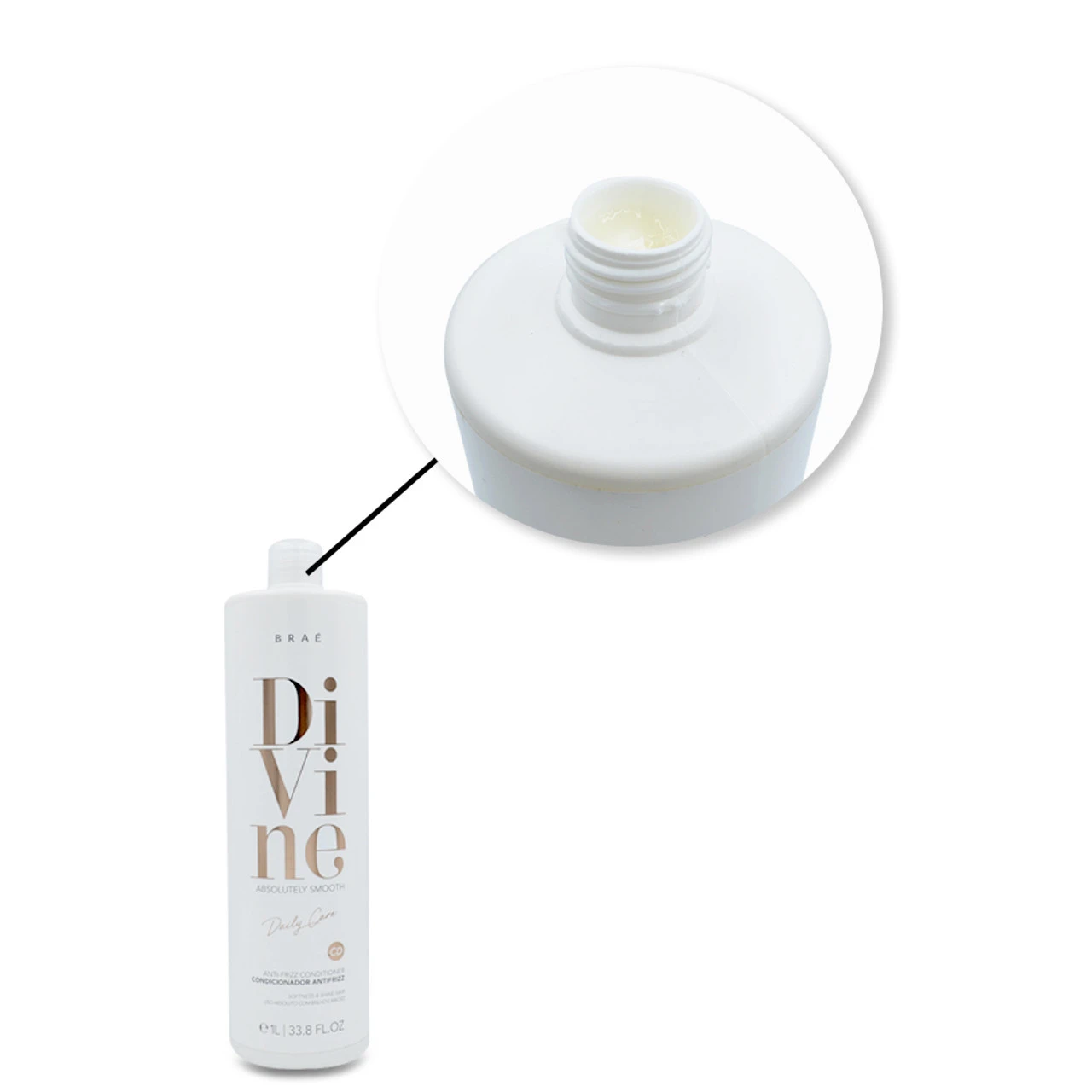 BraƩ Divine Absolutely Smooth Anti-Frizz Daily Care Shine And Smoothness Conditioner 1L/33.8 Fl.oz - Image 3