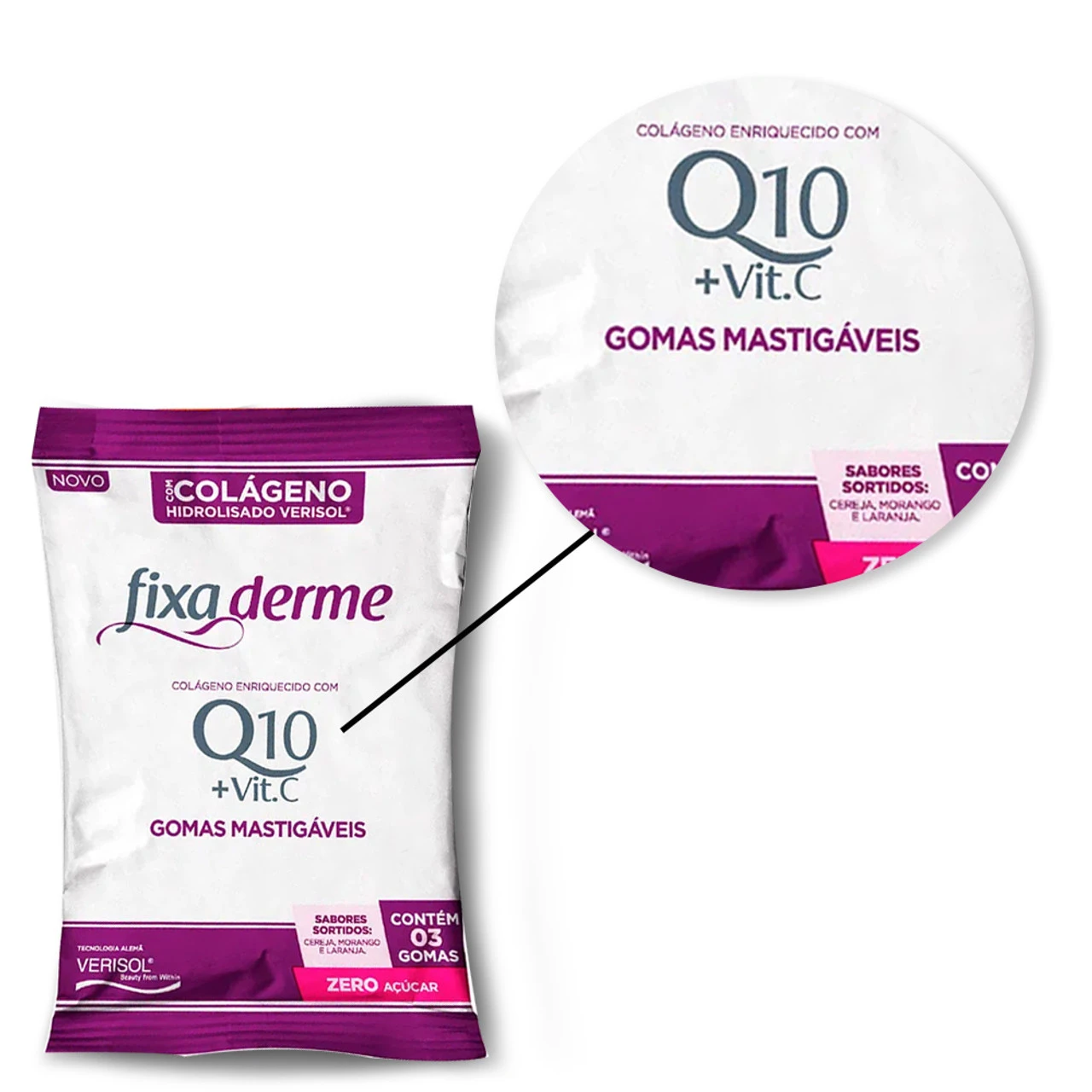 Fixa Derme Chewing Gum Q10 + Vitamin C With 15 Sachets 160g/5,64 Oz - Image 4