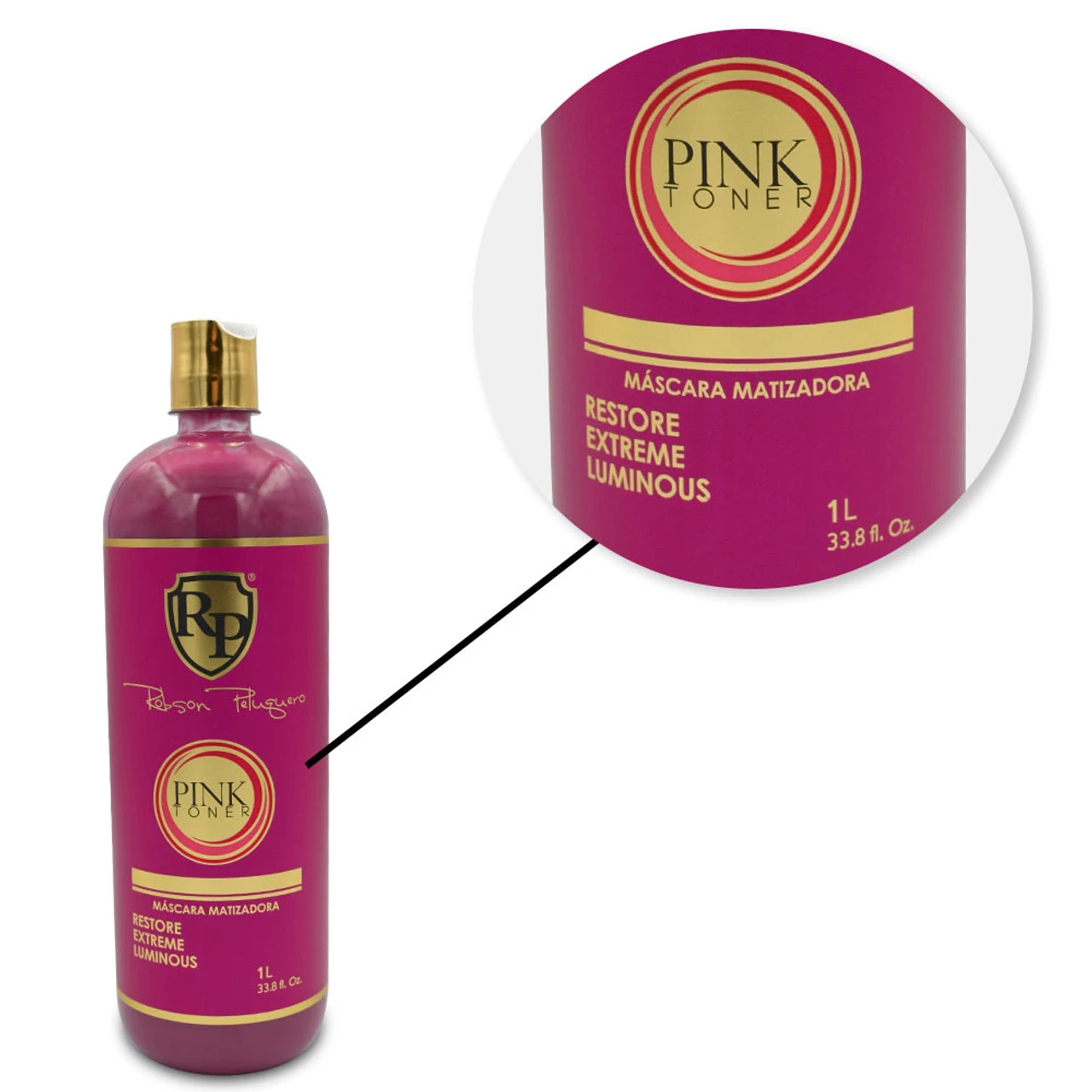 Robson Peluquero Pink Tinting Mask Restore Extreme 1L/33.81 Fl.oz - Image 4