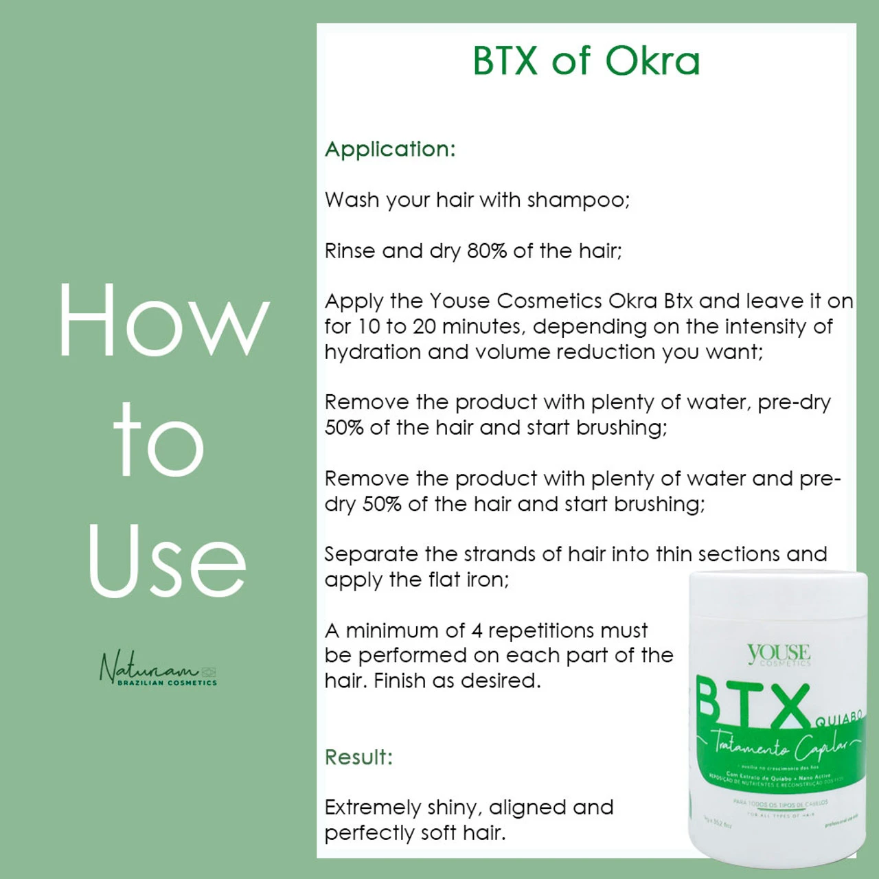 Youse Cosmetics Btox Btx Okra Realignment Without Formalin Quiabo Realinhamento Capilar Hair Care 1kg/35.2 Oz - Image 5