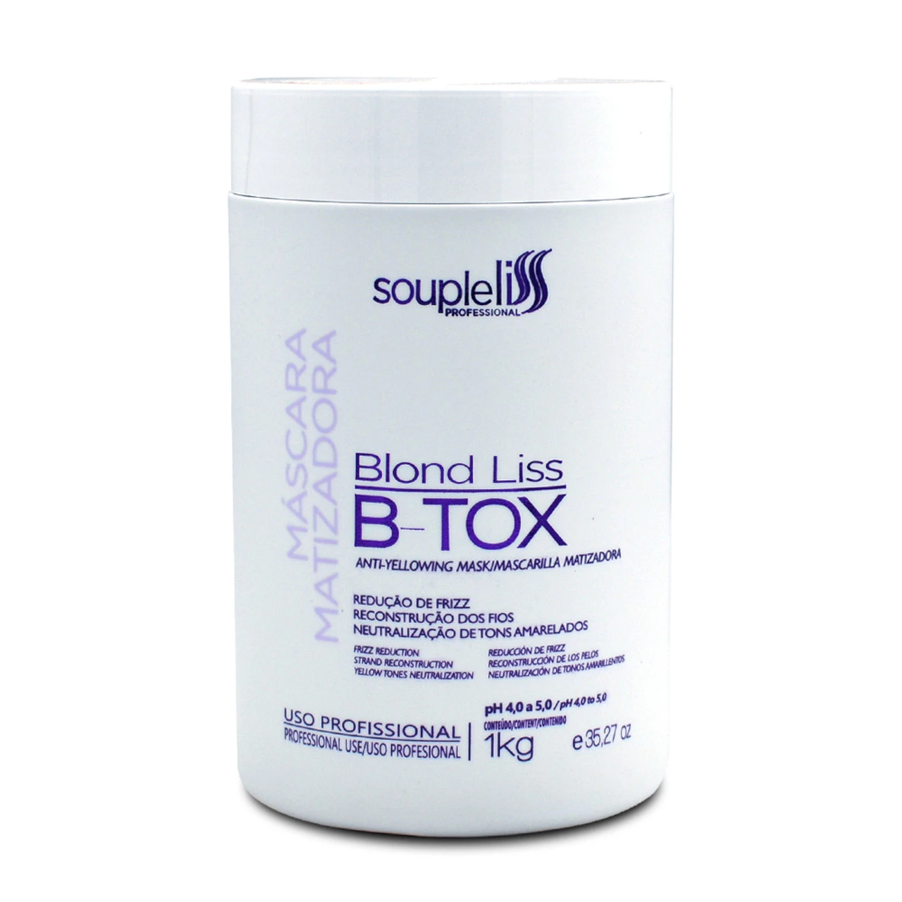 Soupleliss B-Tox Blond Liss Tinting Mask Neutraliza Tons Amarelos 1kg/35.27 Oz