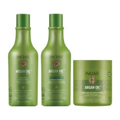 Inoar Argan Oil System Complete Kit Moisturizing Shampoo, Mask And Conditioner