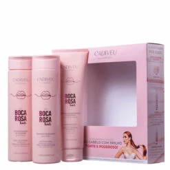Kit Cadiveu Shampoo Conditioner Protein Pink Lips Hair Boca Rosa All Hair Types 3 Units