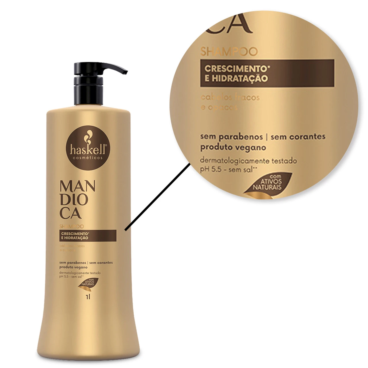 Haskell Mandioca Intense Shine Shampoo 1L/33.81 Fl.oz - Image 2