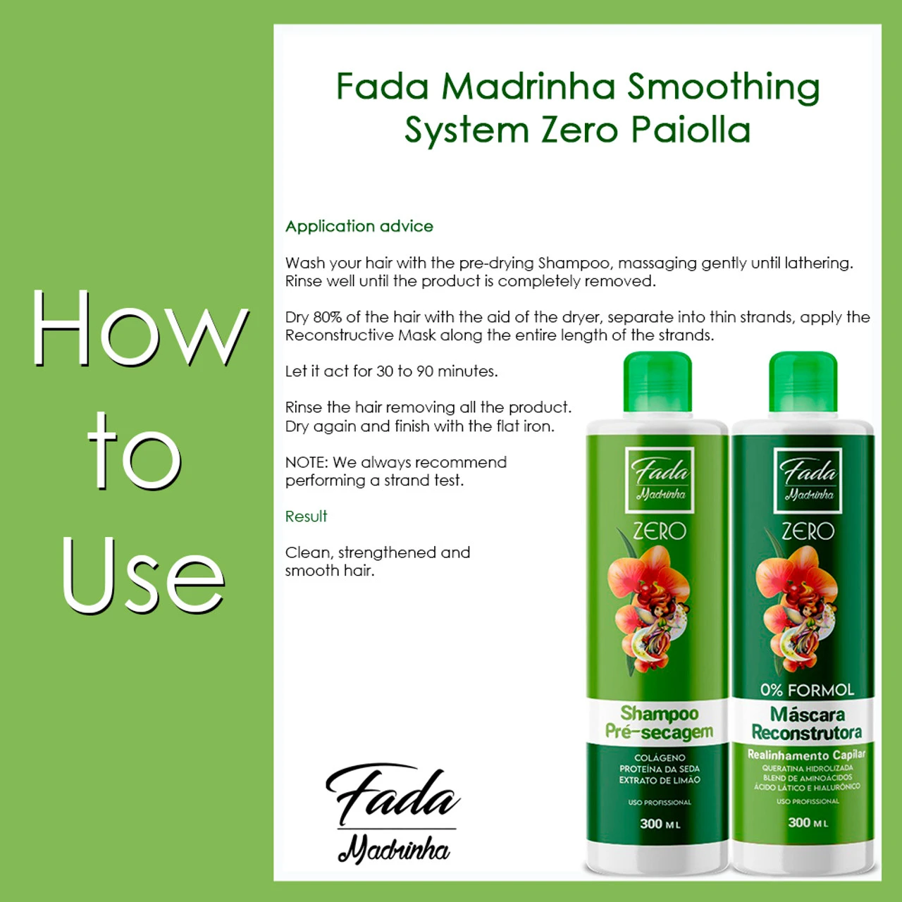 Kit Fada Madrinha Smoothing System Zero Formaldehyde Paiolla Hair Realignment 2x300ml/2x10.14 Fl. Oz - Image 2