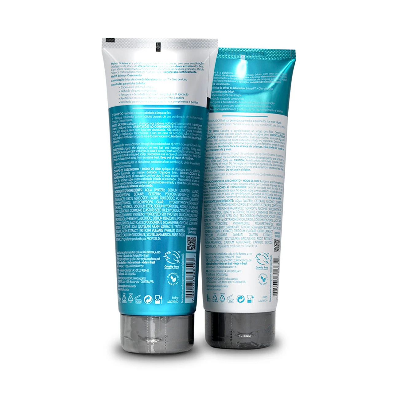 Kit O Boticario Match Growth Tonic Shampoo Conditioner Crescimento 2x250ml/2x8.4 Fl.oz - Image 2