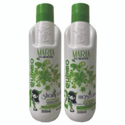 Kit Maria Escandalosa Progressiva Okra Shampoo Mask Quiabo Straight Hydrated Hair Care 2x300ml/2x10.1fl.oz