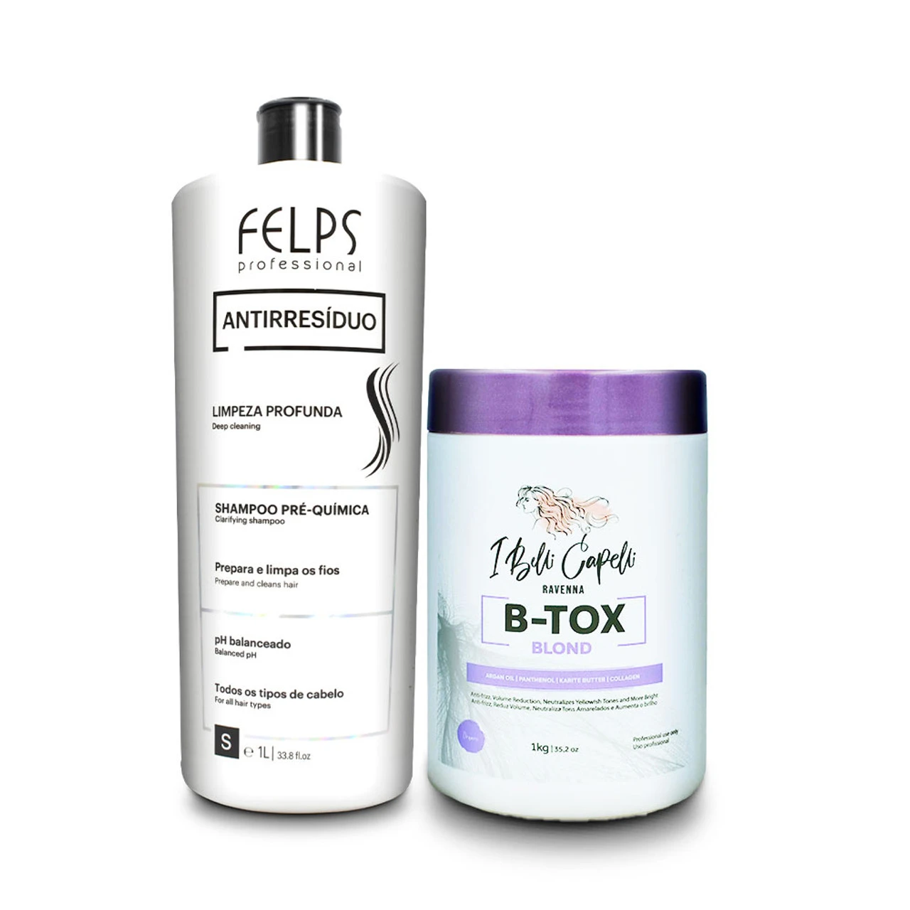 Kit I Belli Capelli Ravenna Blond Mask + Felps Shampoo Antirresiduos 2000ml/67.62 Fl.oz