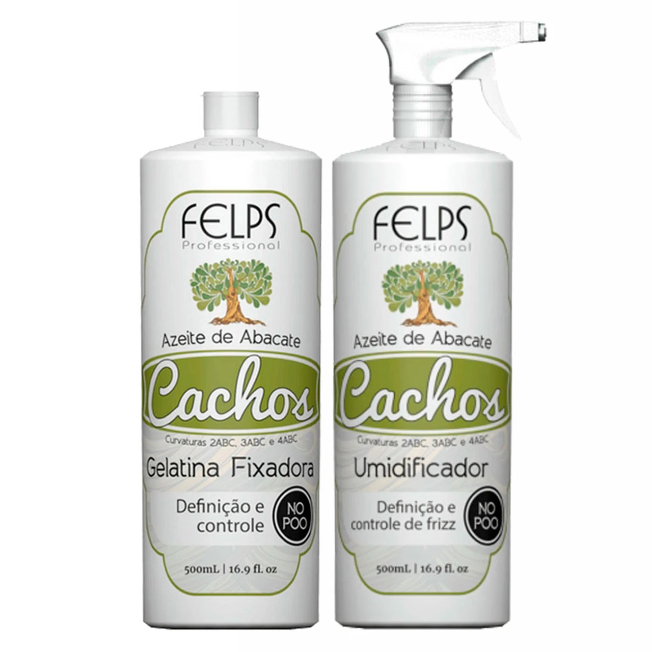 Kit Felps Gelatina Fixadora Umidificador Curls Avocado Oil Azeite Abacate Cachos 2x500ml/2x16.9fl.oz