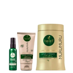 Kit Haskell Mask Leave-in Oil Murumuru Complete Hydration Óleo Concentrado Prolonged Nutrition 3 Units