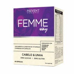 Prevent Pharma Femme Way Supplement For Hair Nails 60 Capsules Suplemento Alimentar 30g/1.05 Oz