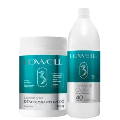 Kit Lowell Pó Descolorante Emulsão Reveladora Color Bleaching Powder + Revealing Emulsion 40 Vol
