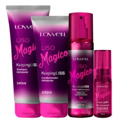 Kit Lowell Liso Mágico Complete Hydration Nourishment Keeping Liss Straight Frizz-Free Hair Care