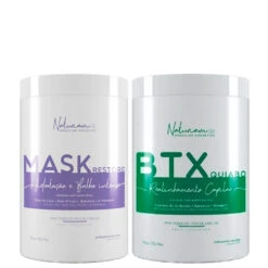 Kit Naturiam Mask Restore Hydration Intense Shine + Btx Quiabo Realinhamento Capilar 2x1Kg/2x35.2 Oz