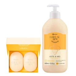 Kit O Boticário Moisturizing Lotion Duo Bar Soap Cuide-se Bem Leite Mel Hidratante Sabonete 2 Units