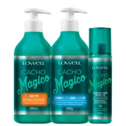 Kit Lowell Cacho Mágico Shampoo Cream Modeler Fluid Activator Curls